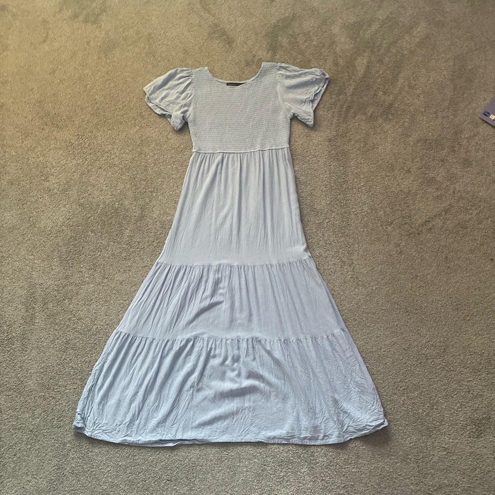 Light Blue Maxi Dress with Puff Sleeves